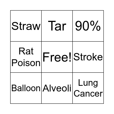 Tobacco Bingo Card