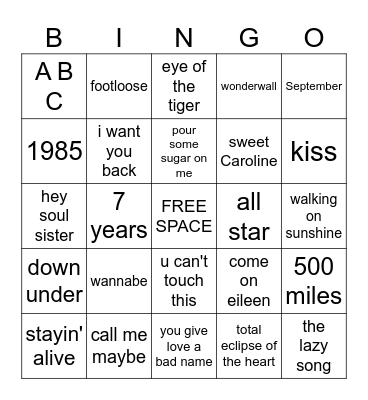 PENNYHILL THURSDAY NIGHT MUSIC BINGO Card