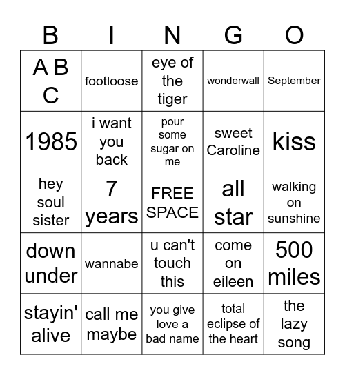 PENNYHILL THURSDAY NIGHT MUSIC BINGO Card