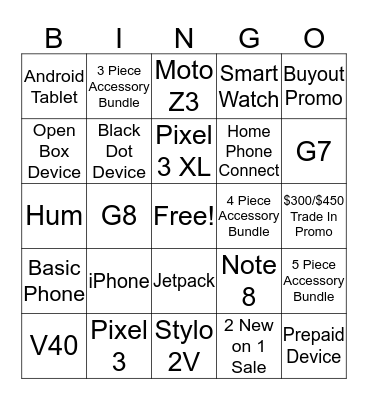 Sales Bingo Card