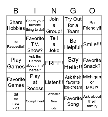 Friendship Bingo!!! Bingo Card