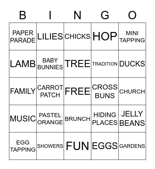 EASTER BINGO! Bingo Card