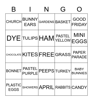 EASTER BINGO! Bingo Card
