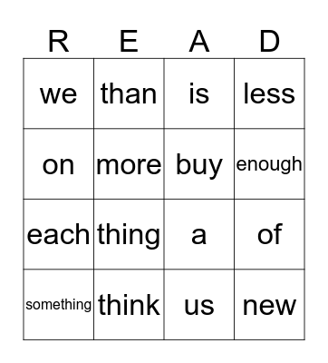 April HFW Bingo Card