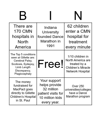 MacPACT Bingo Card