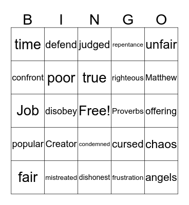 Bible Bingo Card