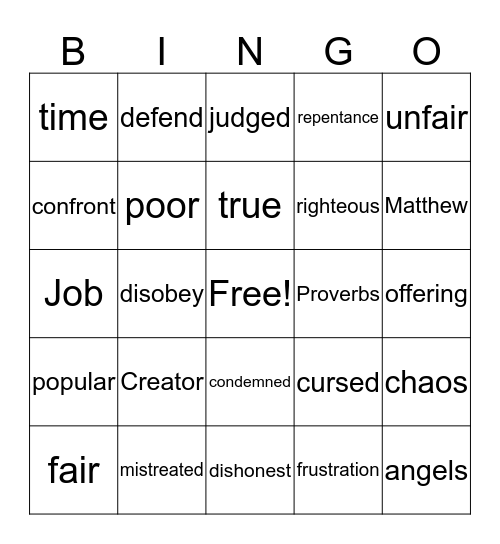 Bible Bingo Card