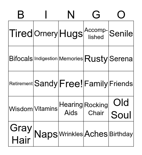 HAPPY BIRTHDAY SANDY! Bingo Card