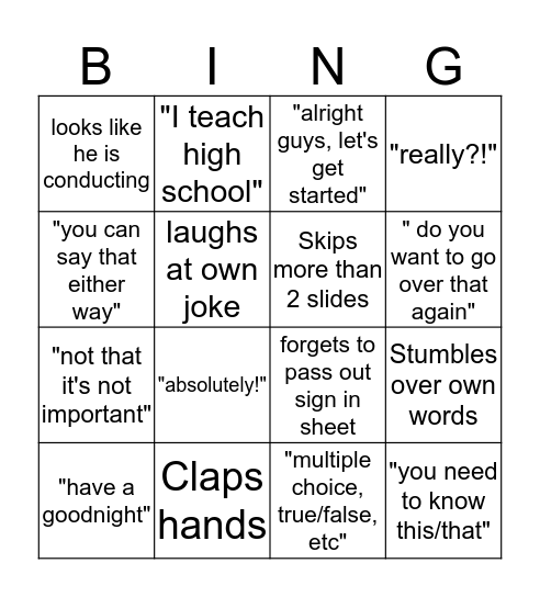 Professor Christen BINGO Card
