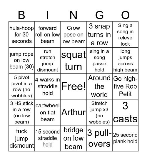 Level 3 Beam (group 1) Bingo Card