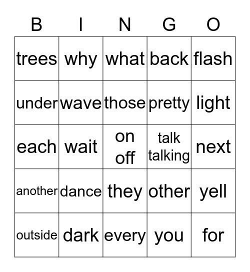 Fireflies Bingo Card