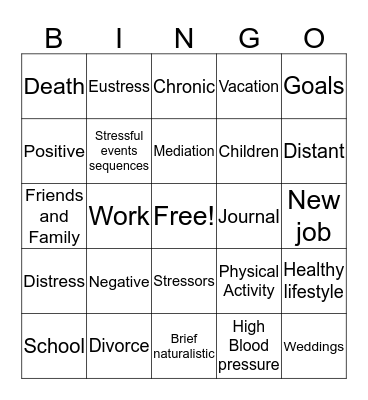 Stress Bingo Card