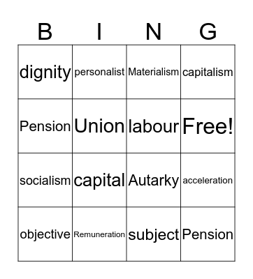 Laborem Exercens  Bingo Card