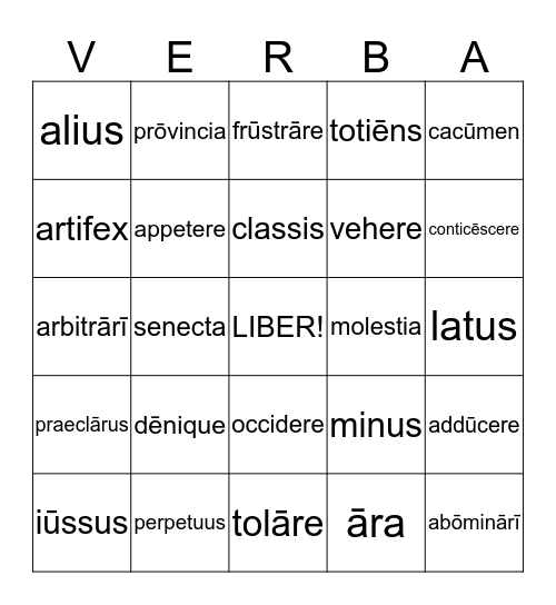 Set K Bingo Card