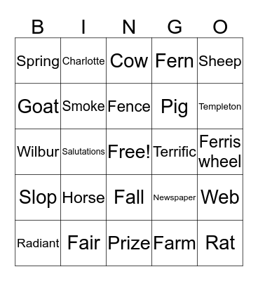 Charlie's Web Bingo Card