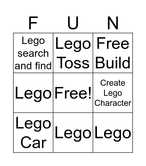 Lego Fun Bingo Card