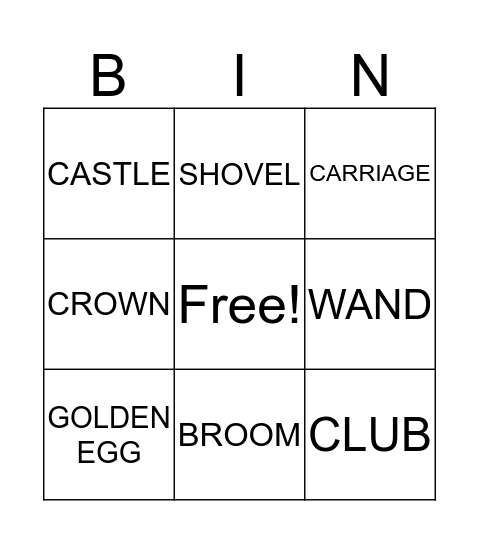 STORY OBJECTS Bingo Card