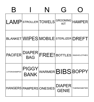 BABY SHOWER BINGO Card