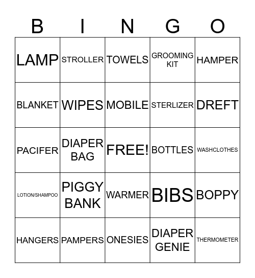 BABY SHOWER BINGO Card