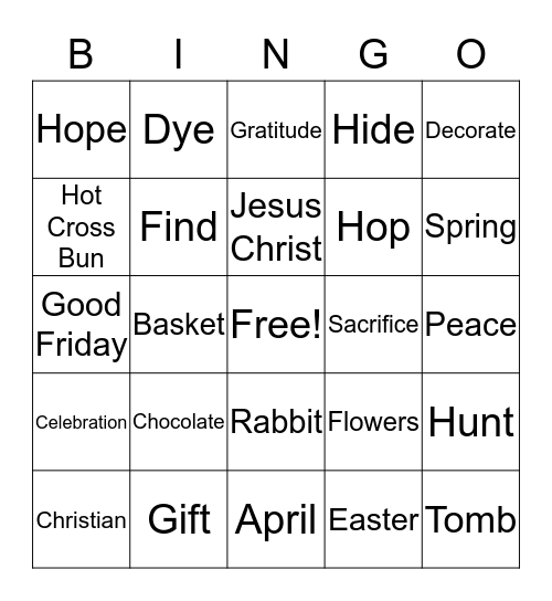 Easter Party - Go-Eigo Mission School Bingo Card