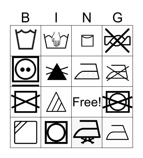 Textile Laundry Care Label Bingo Card