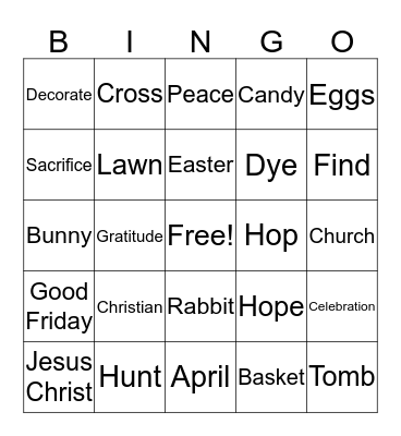Easter Party - Go-Eigo Mission School Bingo Card