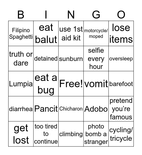 Philippines 2019 Bingo Card