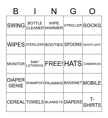 BABY SHOWER BINGO Card