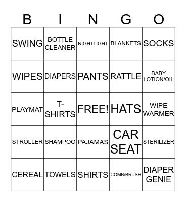 BABY SHOWER BINGO Card