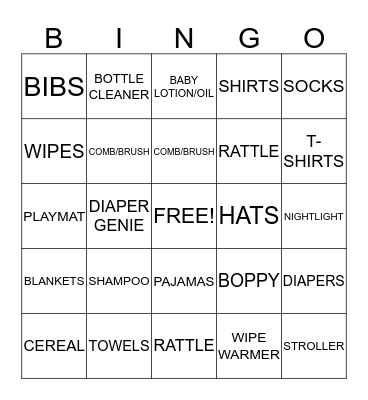 BABY SHOWER BINGO Card