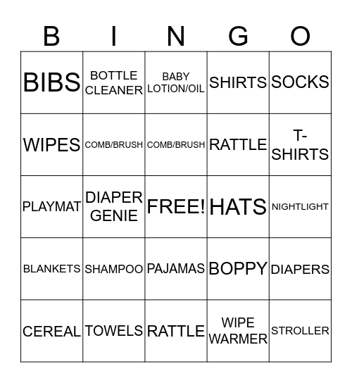 BABY SHOWER BINGO Card