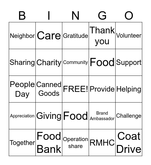 People Day Bingo Card