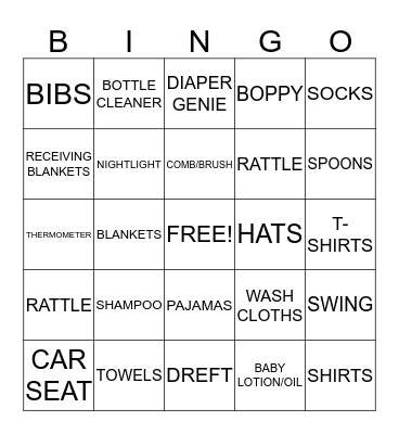 BABY SHOWER BINGO Card