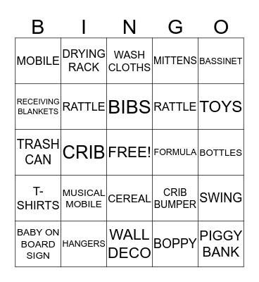 BABY SHOWER BINGO Card