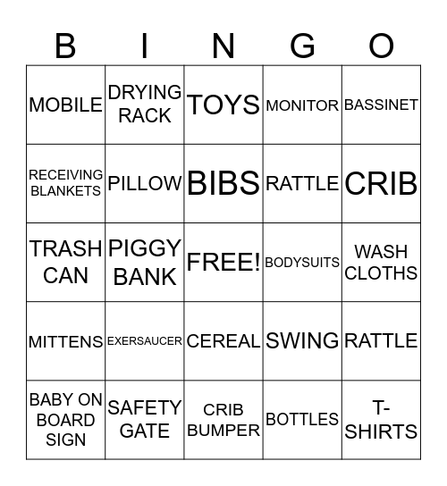 BABY SHOWER BINGO Card