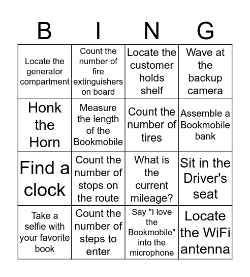 Bookmobile Bingo Card