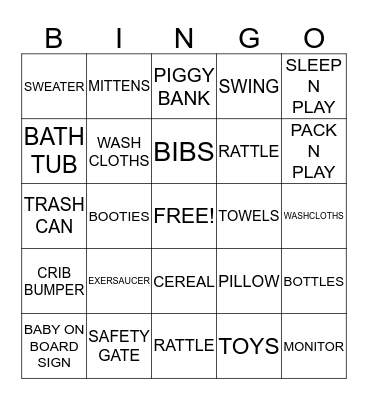 BABY SHOWER BINGO Card