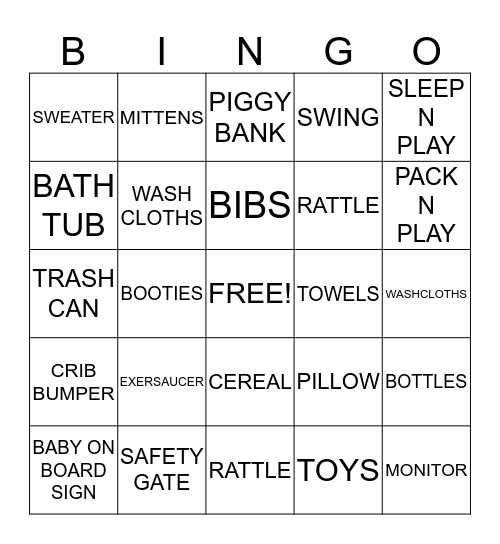 BABY SHOWER BINGO Card