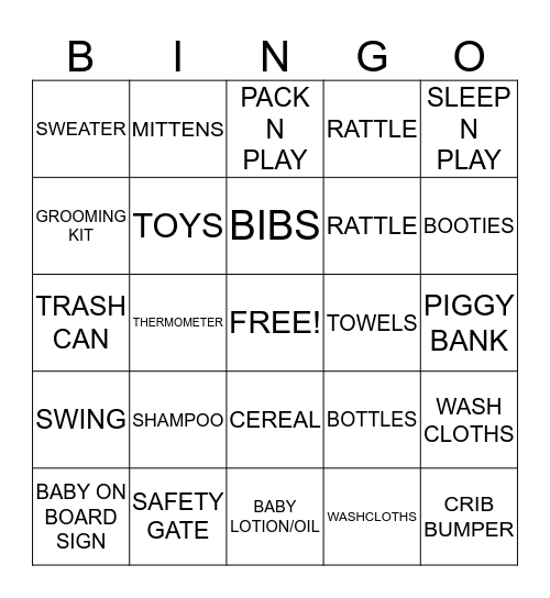 BABY SHOWER BINGO Card