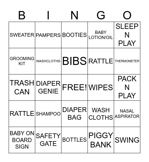 Baby Bingo Board