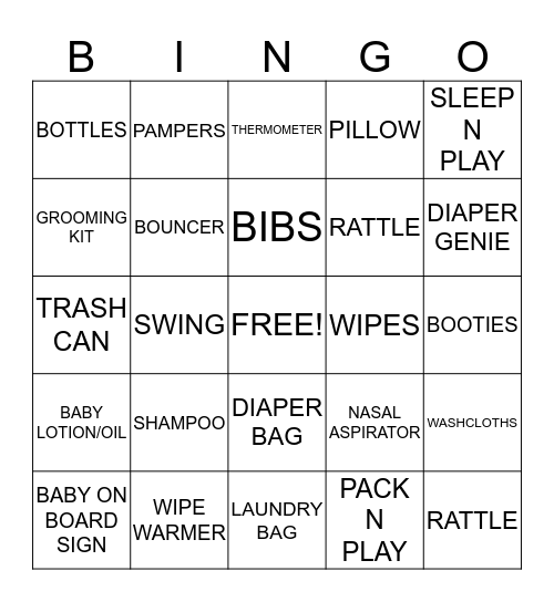 BABY SHOWER BINGO Card