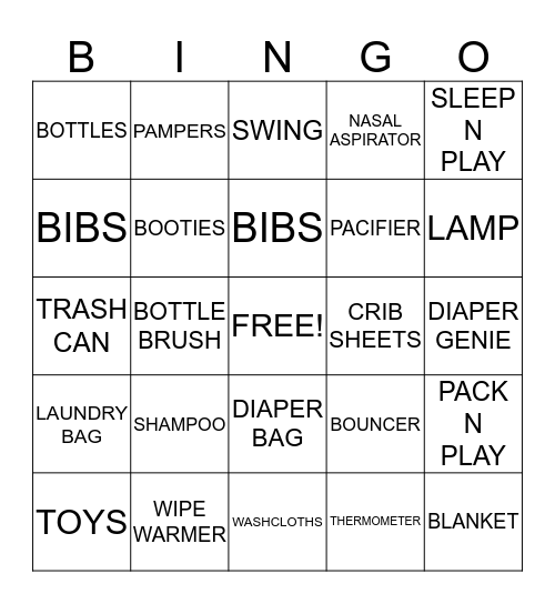 BABY SHOWER BINGO Card