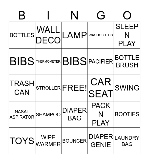 BABY SHOWER BINGO Card