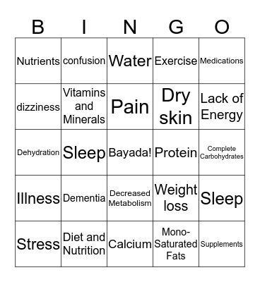 Bayada Bingo Card