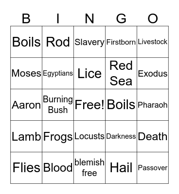 Exodus  Bingo Card