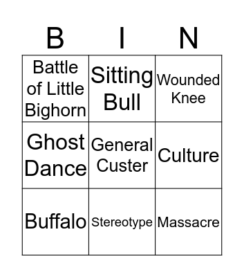 Native American Bingo! Bingo Card