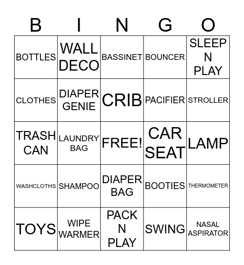 BABY SHOWER BINGO Card