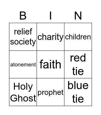 General Conference Bingo Card