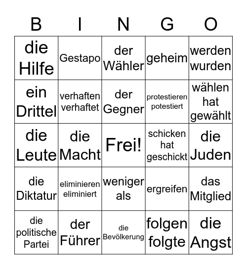 Zweiter Weltkrieg Bingo Card