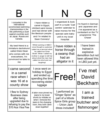 Fun Fact Bingo Card